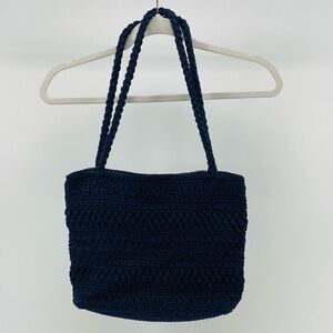 Croft & Barrow Navy Blue Crochet Shoulder Bag Purse